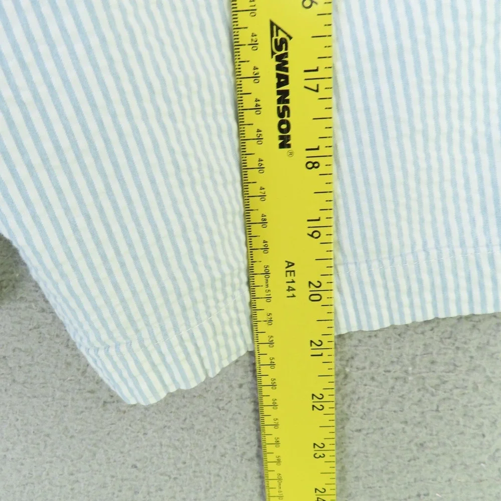 Orvis Shorts Mens 42 Blue White Stripe Seersucker Flat Front Golf - Picture 9 of 10